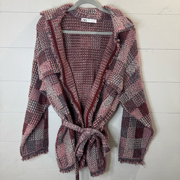 Zara Sweaters - Zara | Women's Tweed Metallic Jacket With Tie Belt Size Small